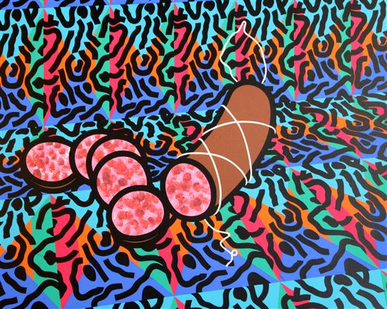 § Patrick Caulfield (1936-2005) Sausage 29.5 x 36in., unframed